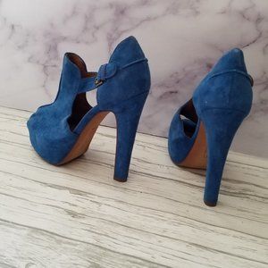 STEVEN by steve madden blue suede shoes